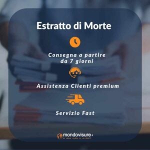 estratto per riassunto dell'atto di morte